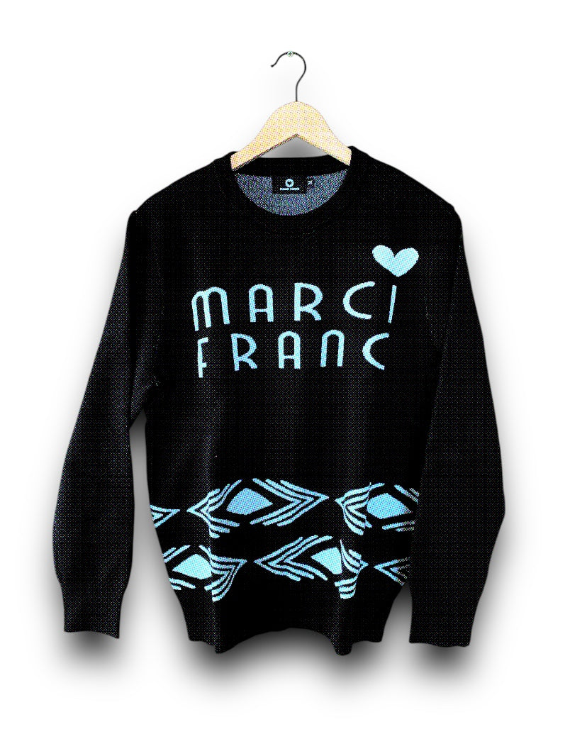 MARCI FRANC LOGO-INTARSIA CREW-NECK JUMPER