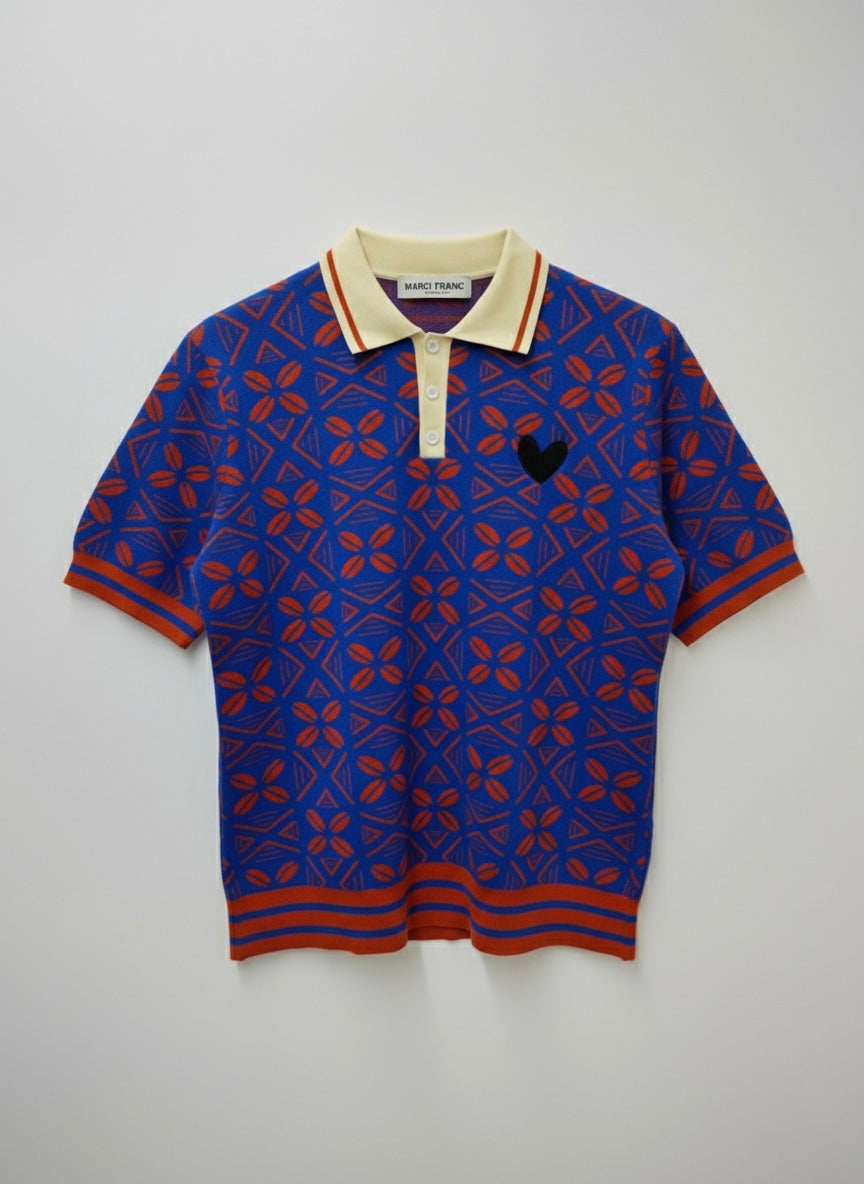 MARCI FRANC BLOOM KNIT POLO SHIRT